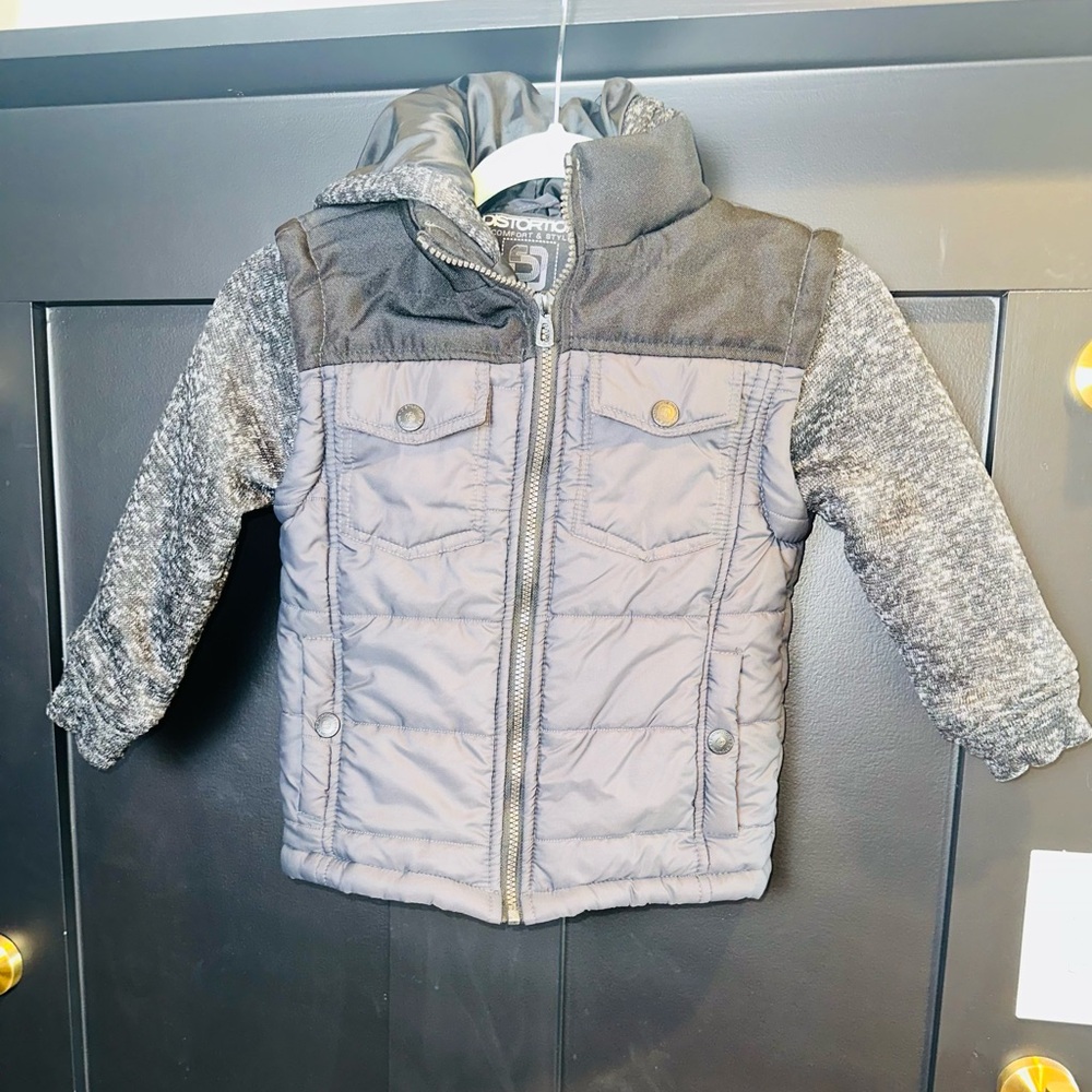 Distortion Comfort & Style Boys Quilted Puffer Hooded Jacket